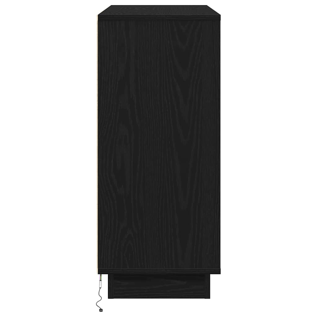 vidaXL Komoda LED Czarny Dąb 90 x 32 x 75 cm Materiał drewnopochodny