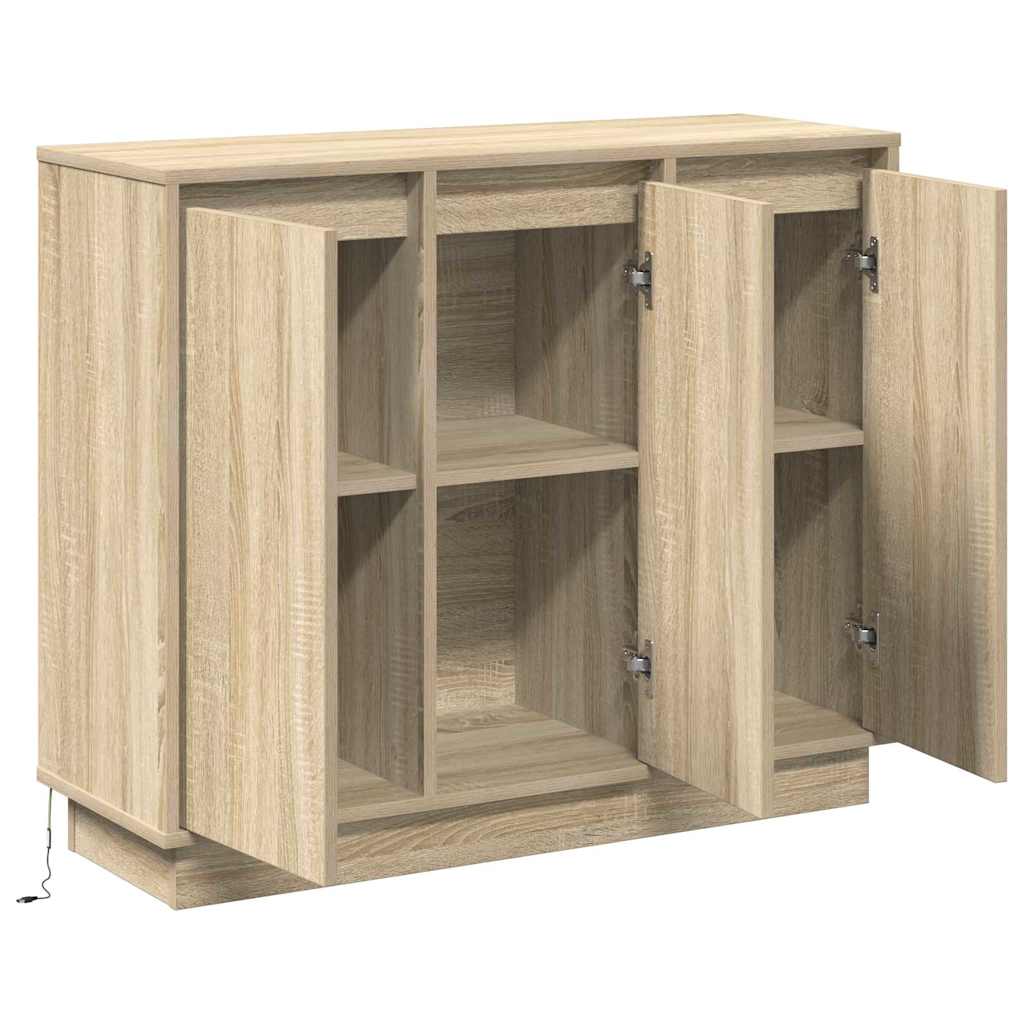 vidaXL Komoda LED Dąb Sonoma 90 x 32 x 75 cm Materiał drewnopochodny