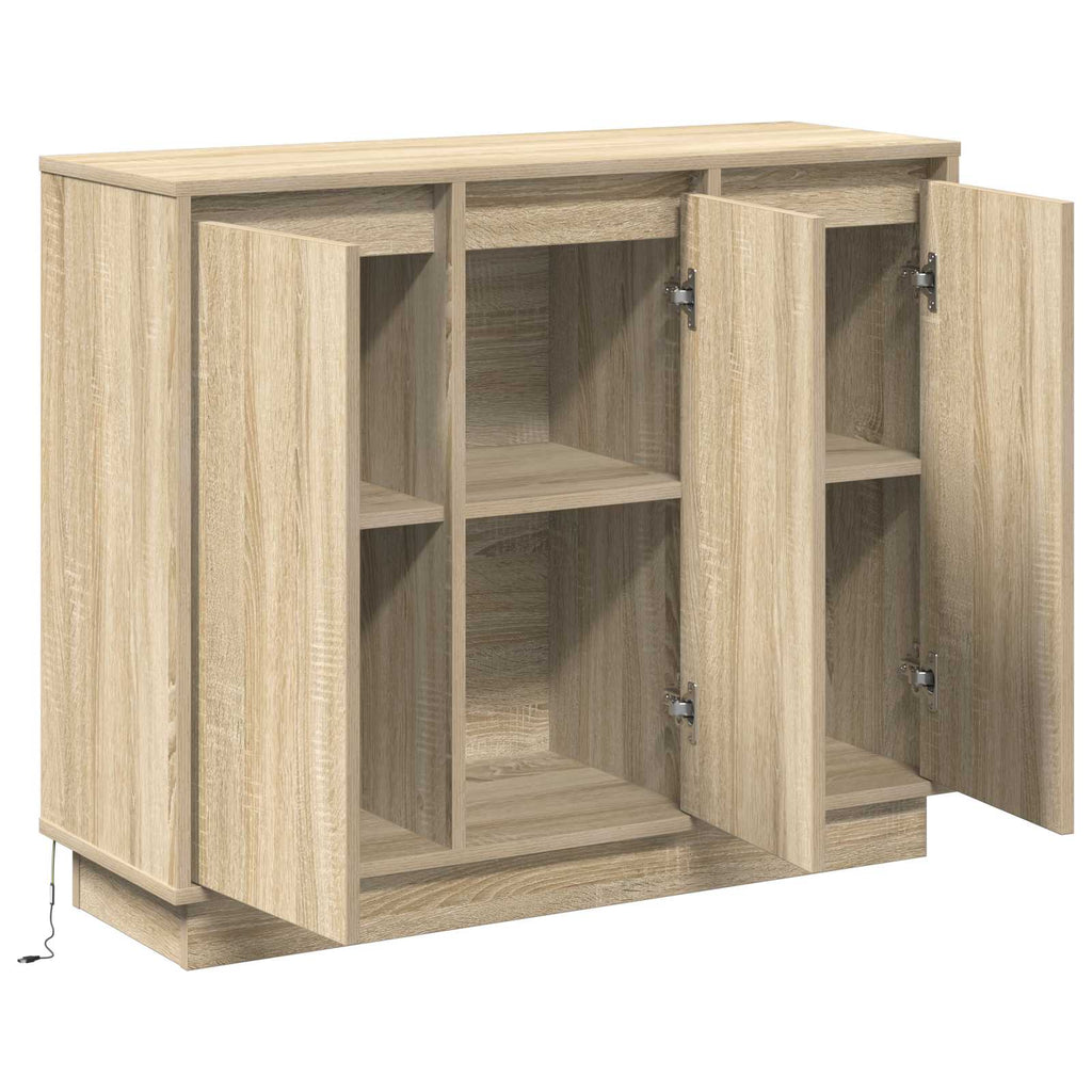 vidaXL Komoda LED Dąb Sonoma 90 x 32 x 75 cm Materiał drewnopochodny