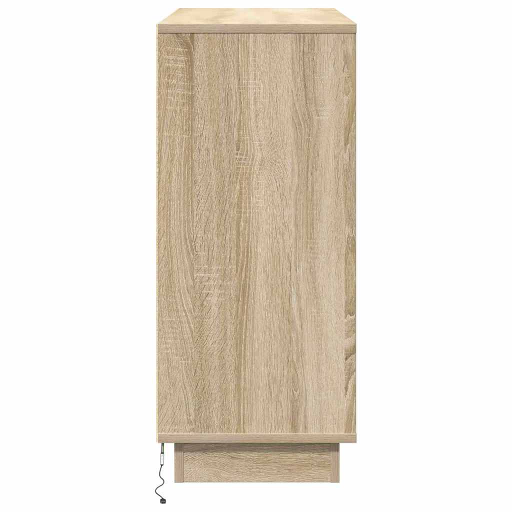 vidaXL Komoda LED Dąb Sonoma 90 x 32 x 75 cm Materiał drewnopochodny