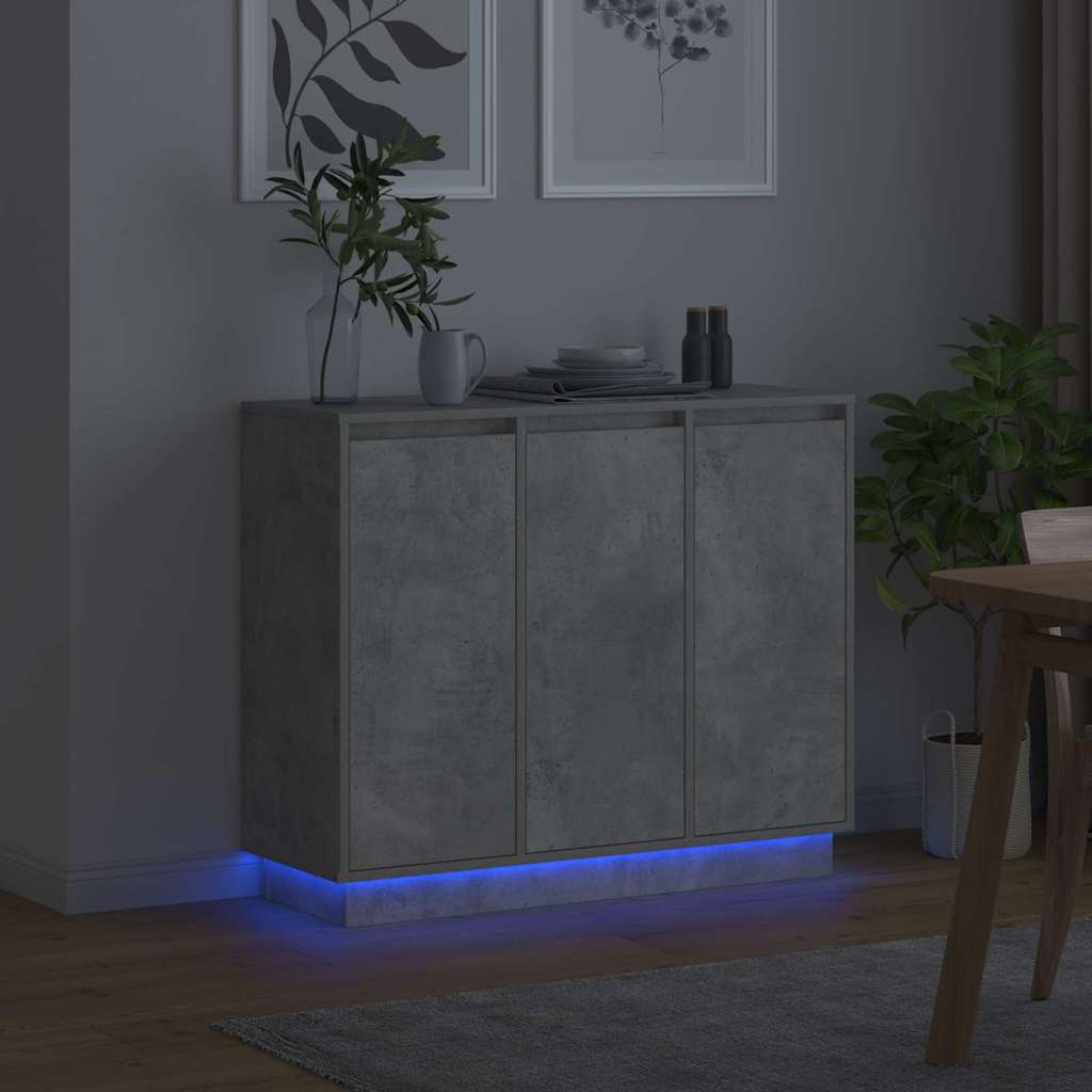 vidaXL Komoda LED Ze LED Lights Betonowy szary 90 x 32 x 75 cm