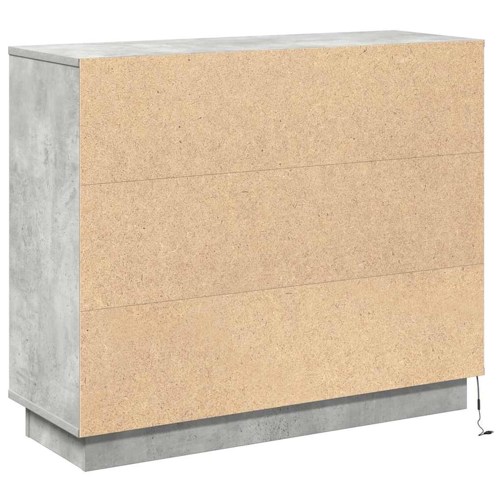 vidaXL Komoda LED Ze LED Lights Betonowy szary 90 x 32 x 75 cm