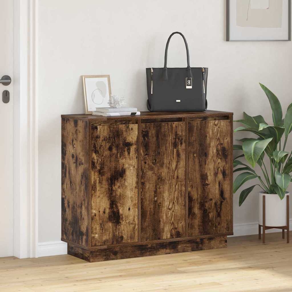 vidaXL Komoda LED Dąb wędzony 90 x 32 x 75 cm Materiał drewnopochodny