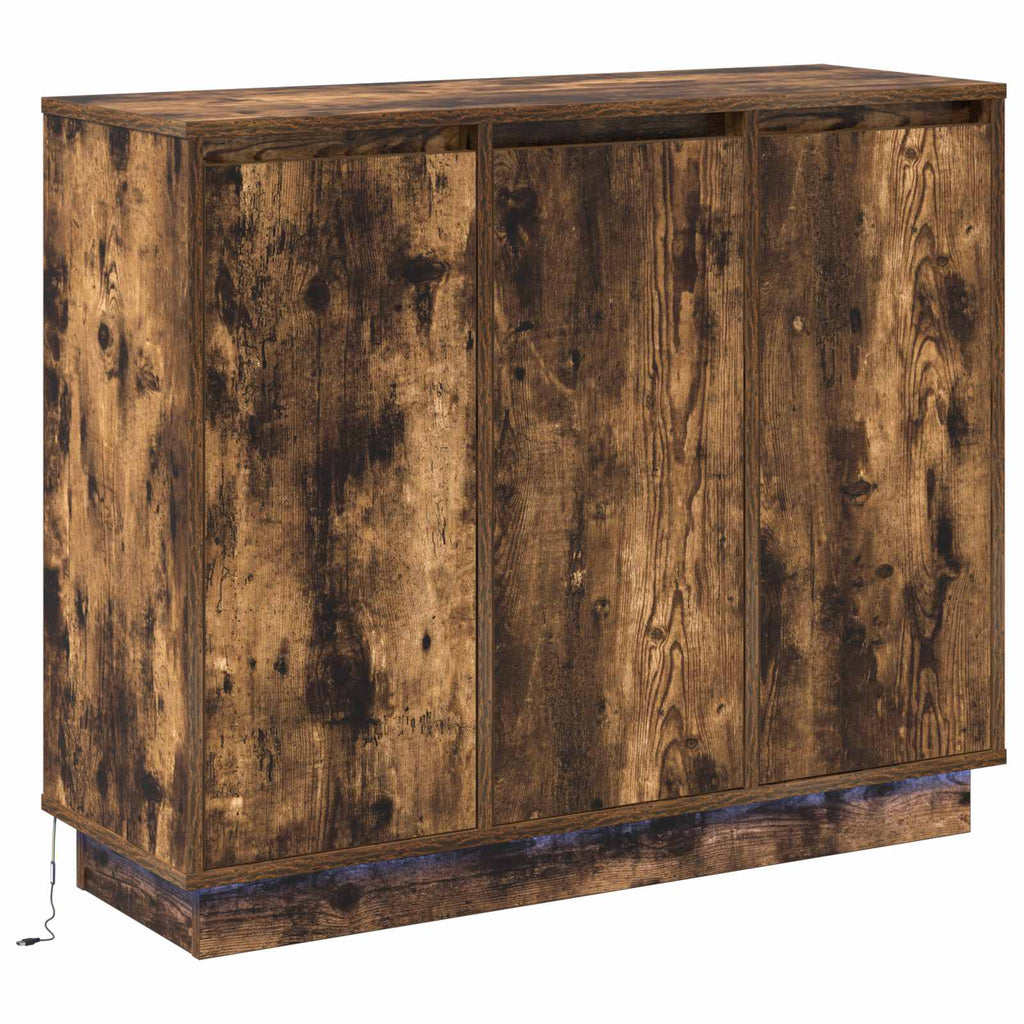 vidaXL Komoda LED Dąb wędzony 90 x 32 x 75 cm Materiał drewnopochodny