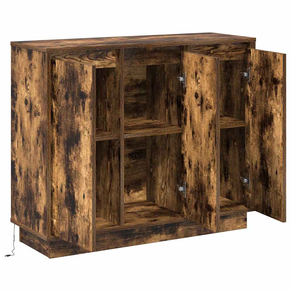 vidaXL Komoda LED Dąb wędzony 90 x 32 x 75 cm Materiał drewnopochodny