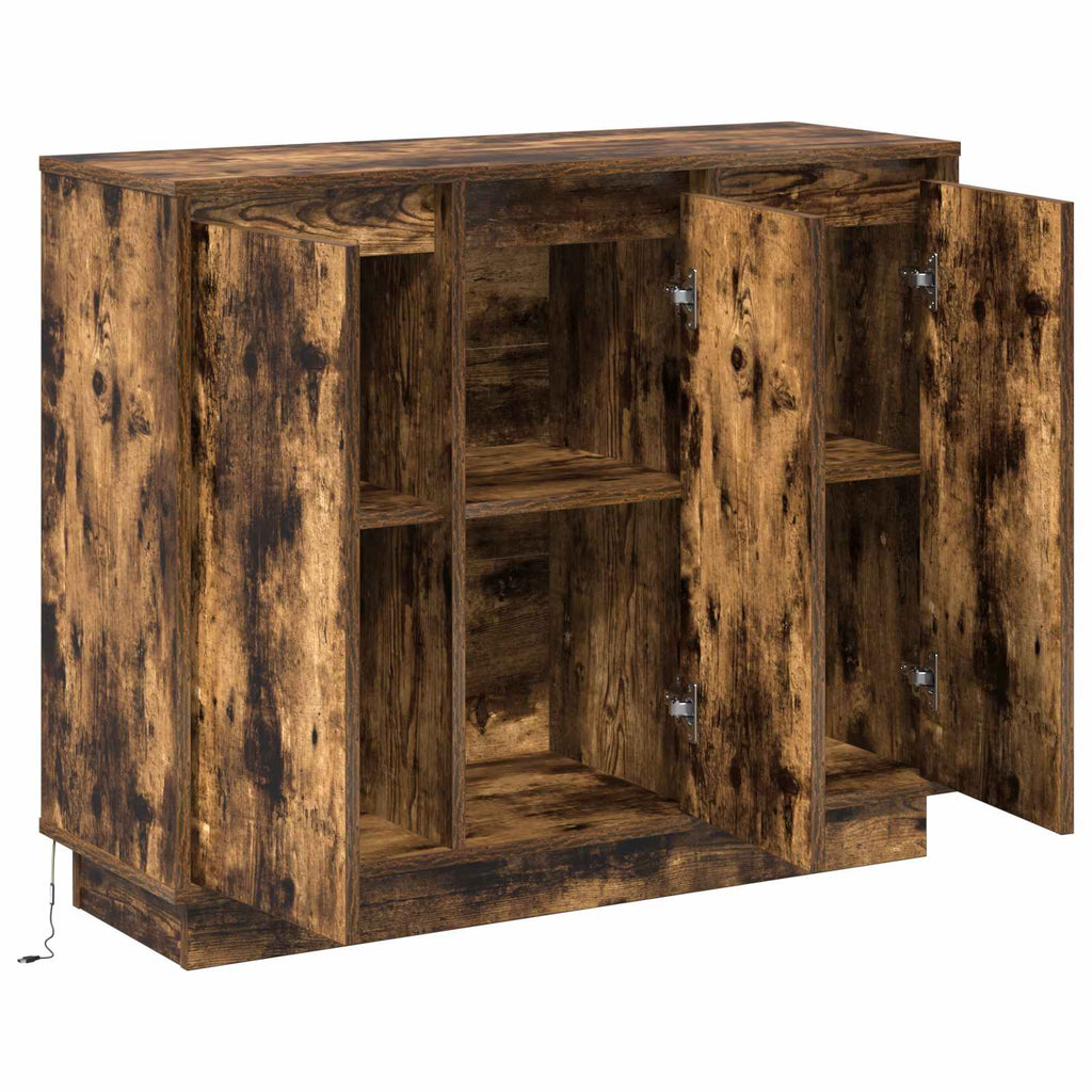 vidaXL Komoda LED Dąb wędzony 90 x 32 x 75 cm Materiał drewnopochodny