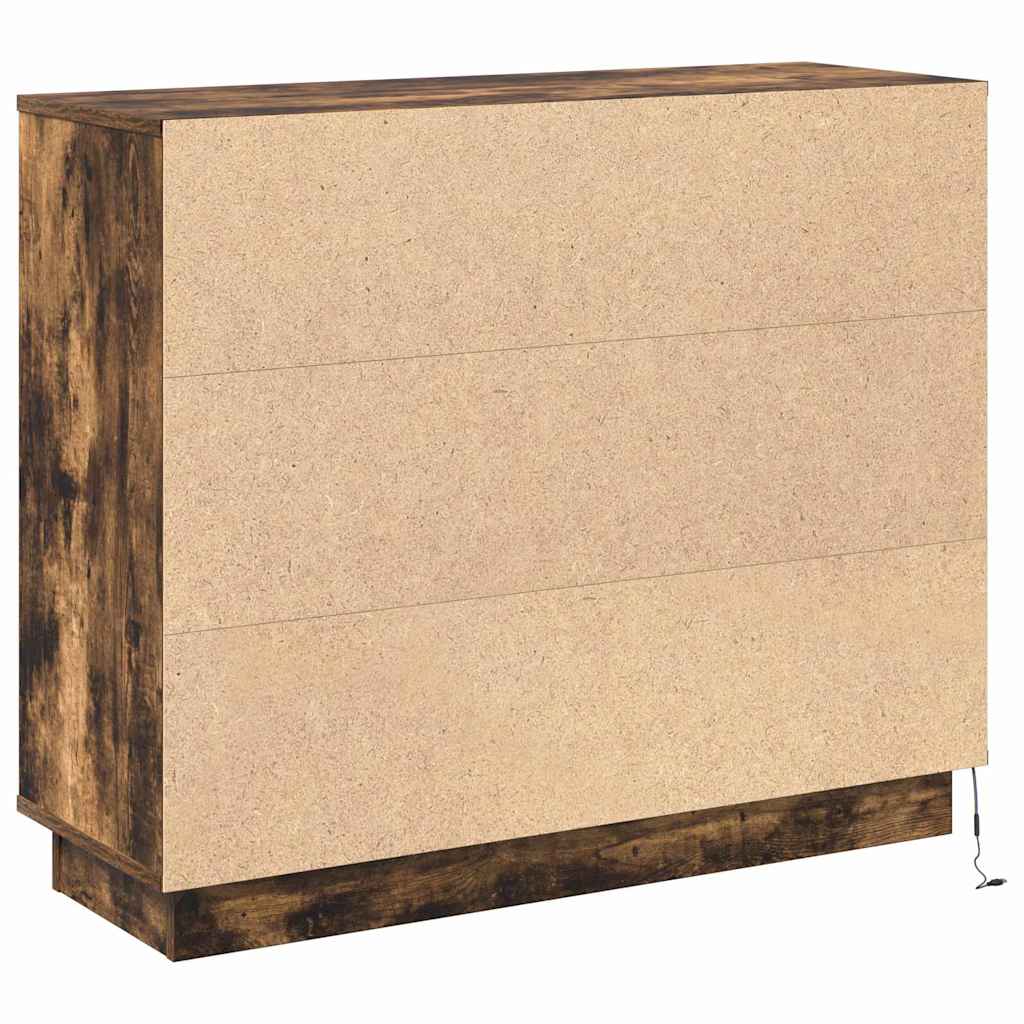 vidaXL Komoda LED Dąb wędzony 90 x 32 x 75 cm Materiał drewnopochodny
