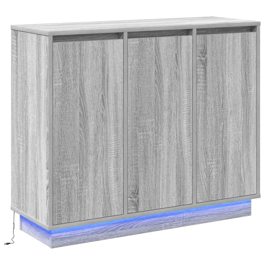 vidaXL Komoda LED Szary Sonoma 90 x 32 x 75 cm Materiał drewnopochodny