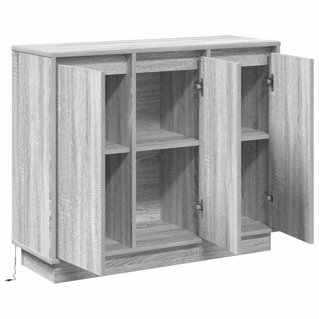 vidaXL Komoda LED Szary Sonoma 90 x 32 x 75 cm Materiał drewnopochodny