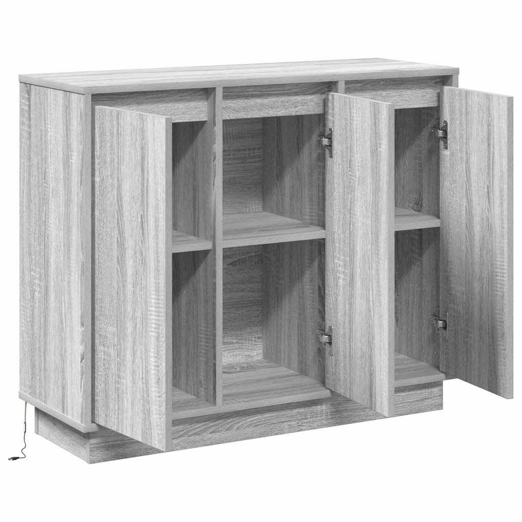 vidaXL Komoda LED Szary Sonoma 90 x 32 x 75 cm Materiał drewnopochodny