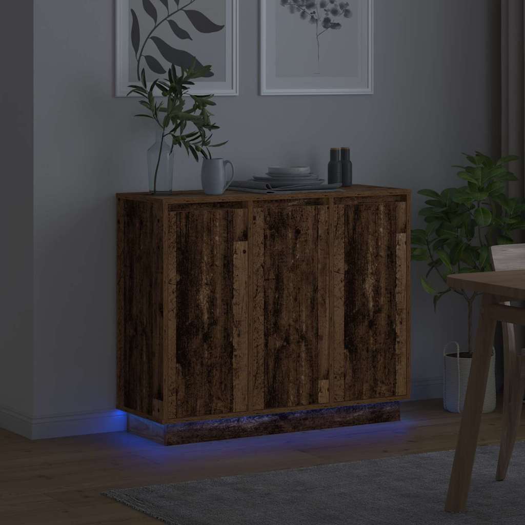 vidaXL Komoda LED Stare drewno 90 x 32 x 75 cm Materiał drewnopochodny