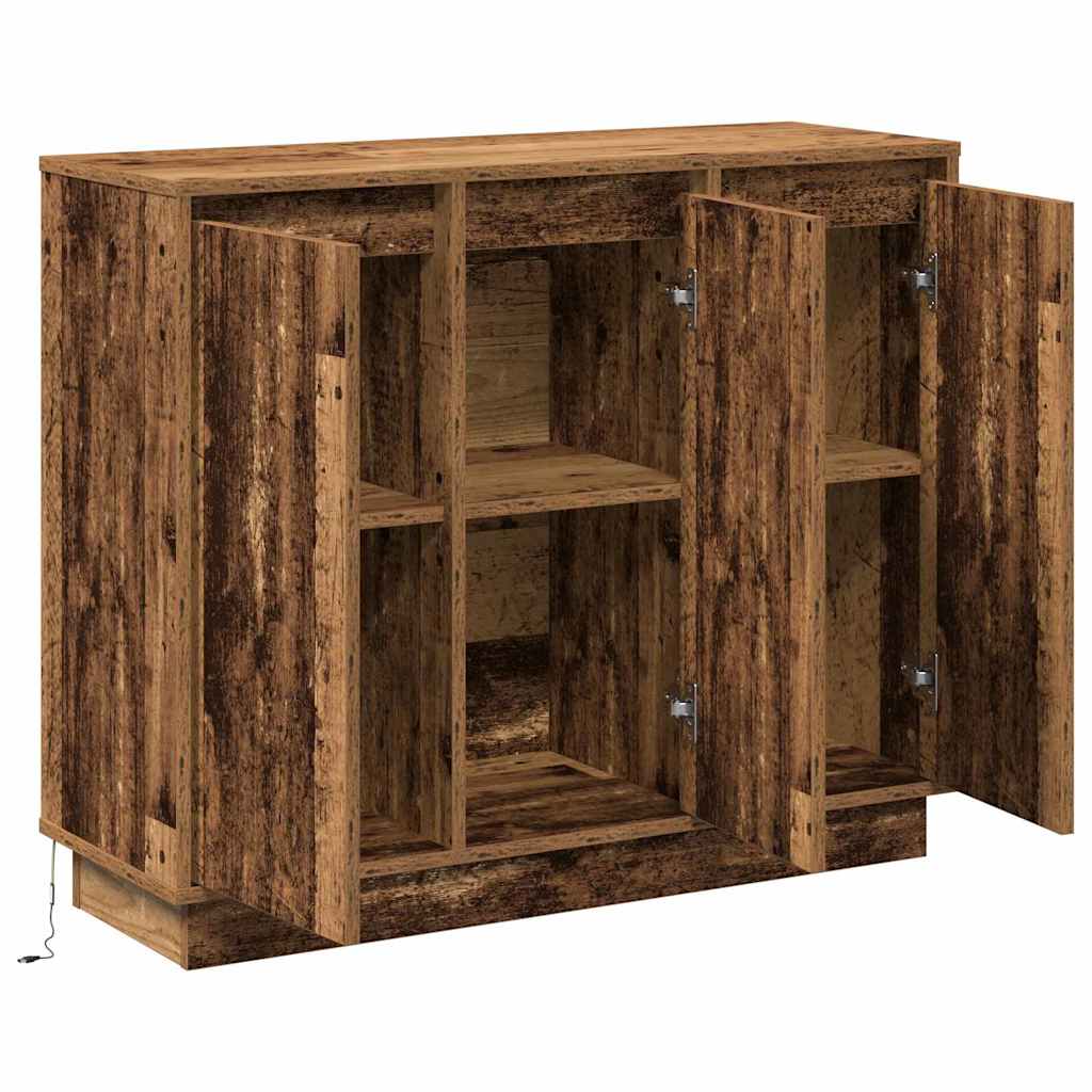 vidaXL Komoda LED Stare drewno 90 x 32 x 75 cm Materiał drewnopochodny