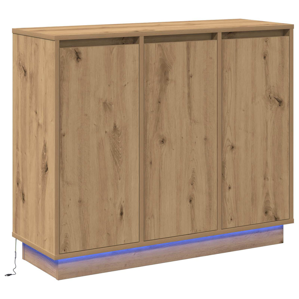 vidaXL Komoda LED Ze LED Lights Dąb rzemieślniczy 90 x 32 x 75 cm