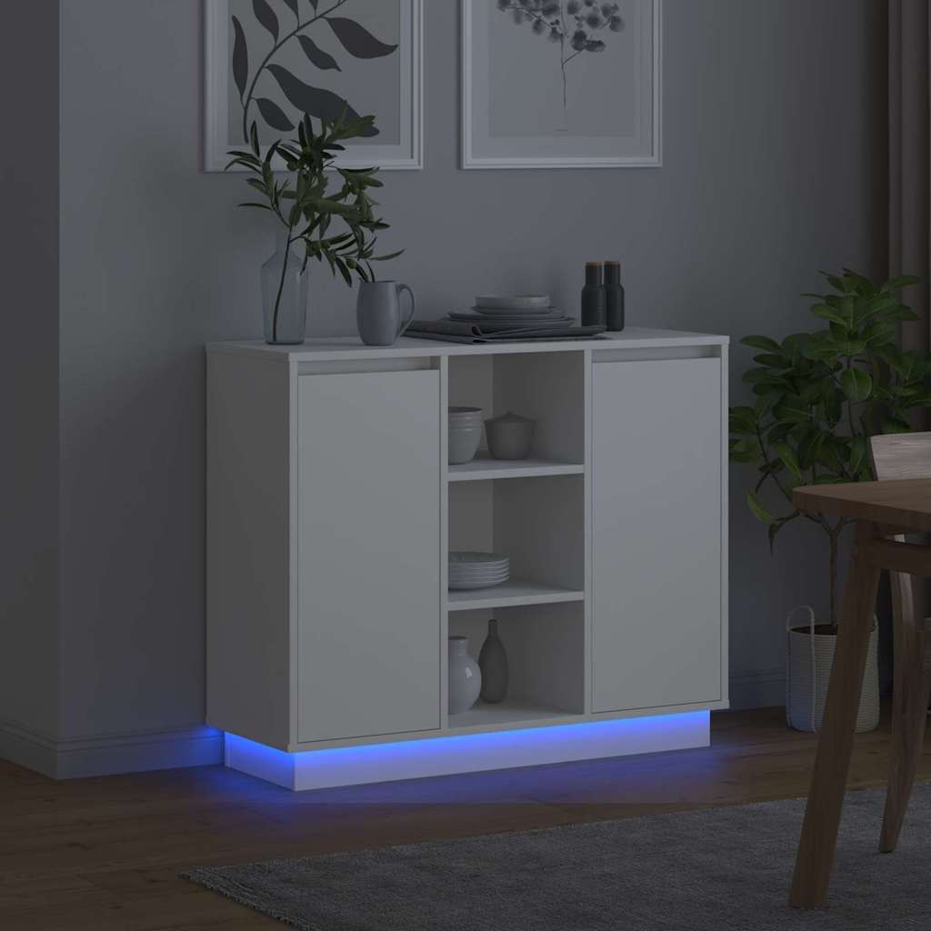 vidaXL Komoda LED Biały 90 x 32 x 75 cm Materiał drewnopochodny
