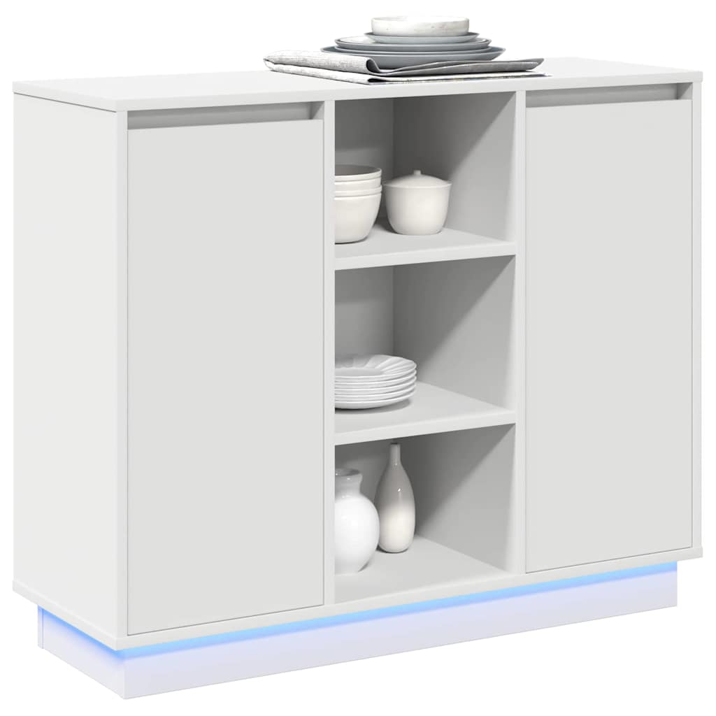 vidaXL Komoda LED Biały 90 x 32 x 75 cm Materiał drewnopochodny