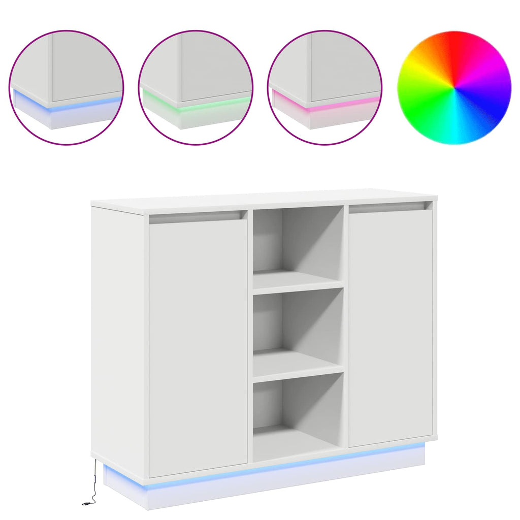 vidaXL Komoda LED Biały 90 x 32 x 75 cm Materiał drewnopochodny