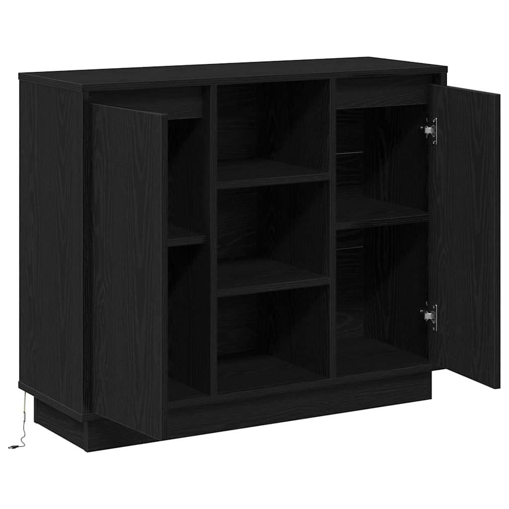 vidaXL Komoda LED Czarny Dąb 90 x 32 x 75 cm Materiał drewnopochodny