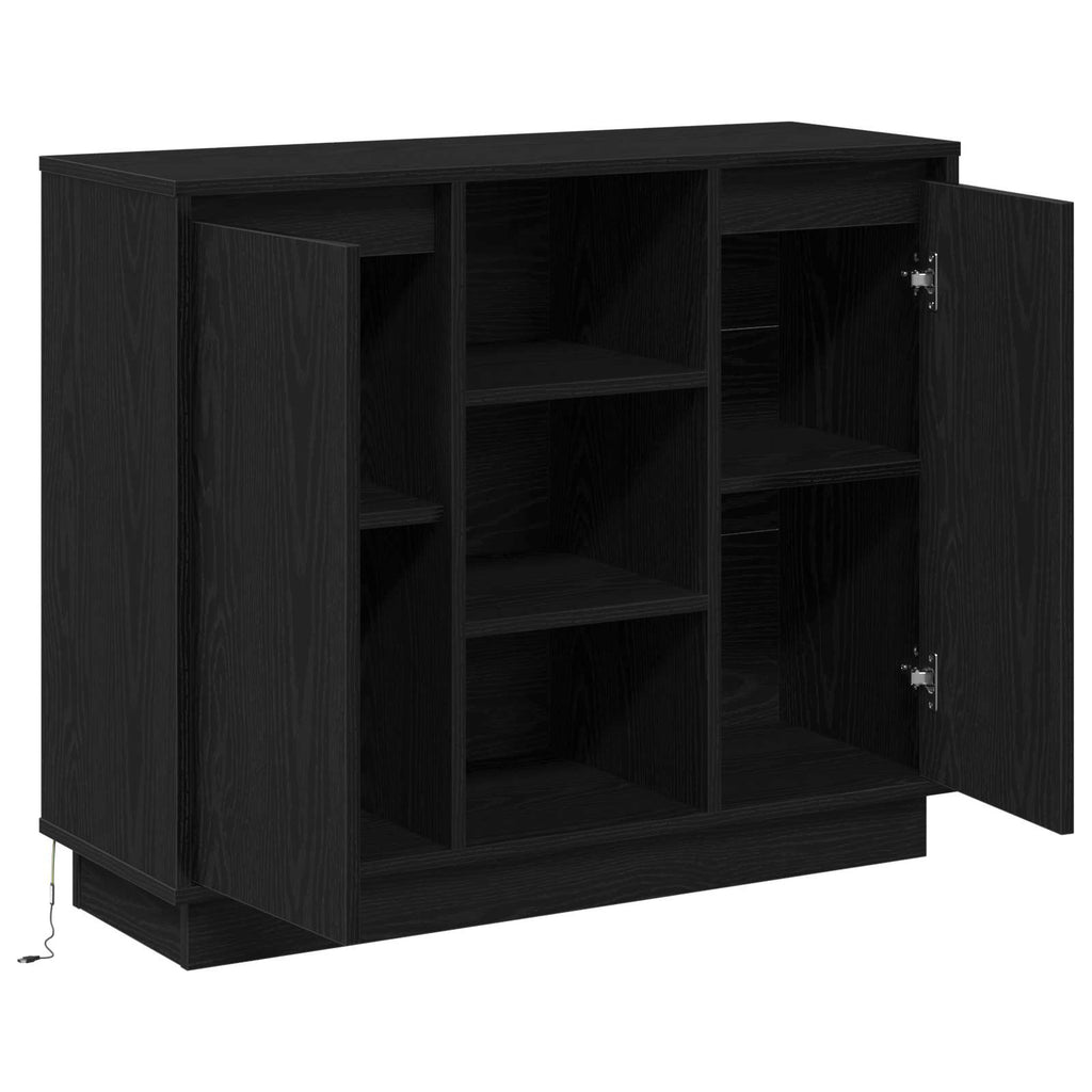 vidaXL Komoda LED Czarny Dąb 90 x 32 x 75 cm Materiał drewnopochodny