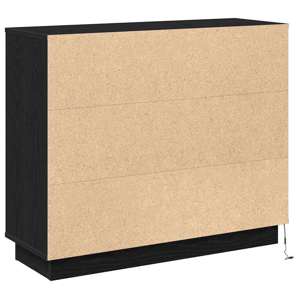 vidaXL Komoda LED Czarny Dąb 90 x 32 x 75 cm Materiał drewnopochodny