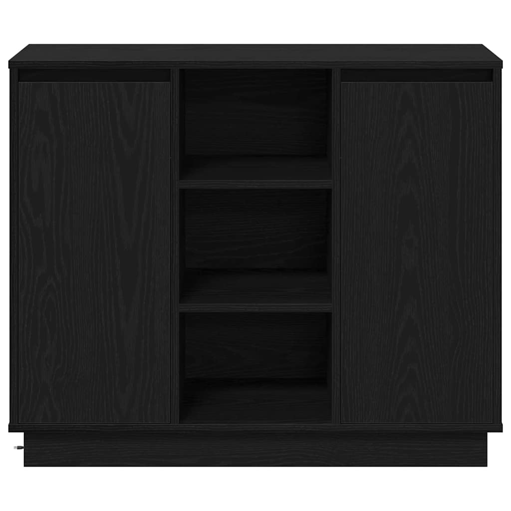 vidaXL Komoda LED Czarny Dąb 90 x 32 x 75 cm Materiał drewnopochodny