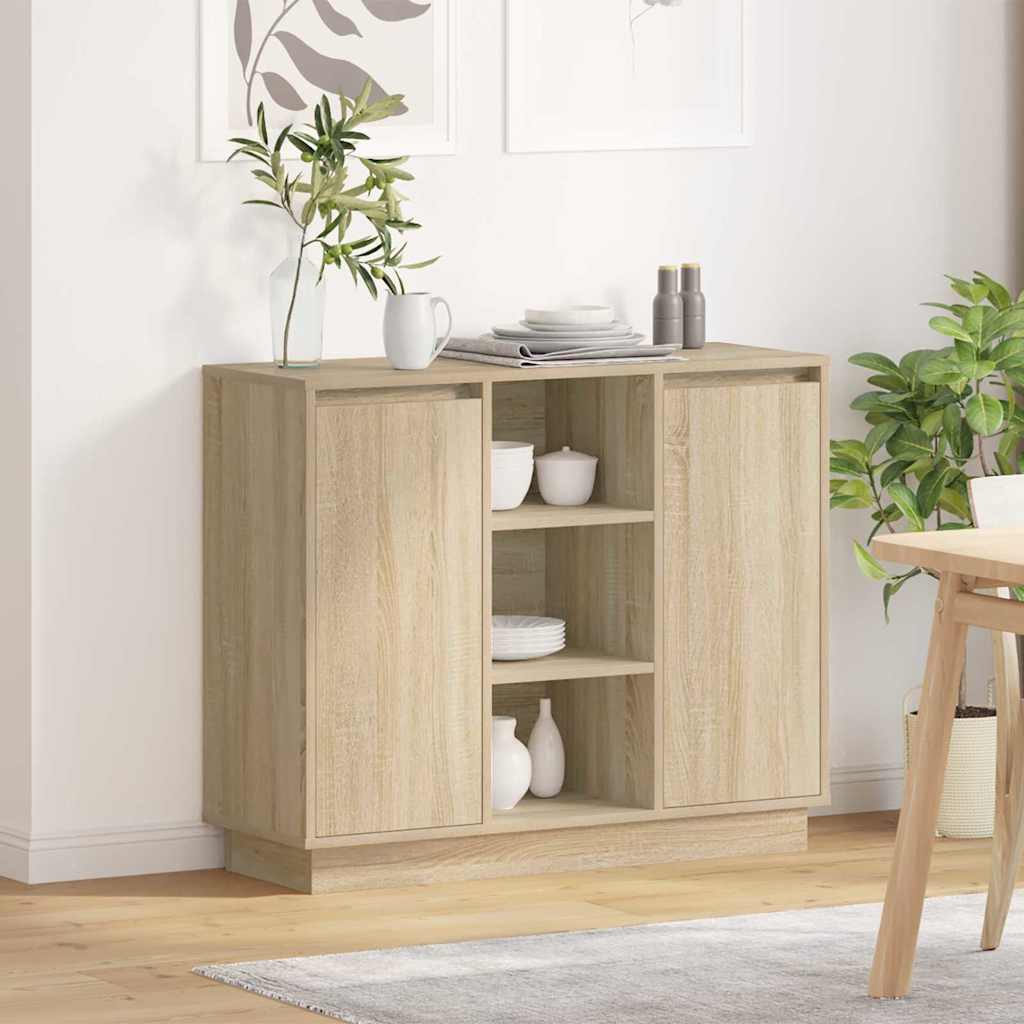 vidaXL Komoda LED Dąb Sonoma 90 x 32 x 75 cm Materiał drewnopochodny