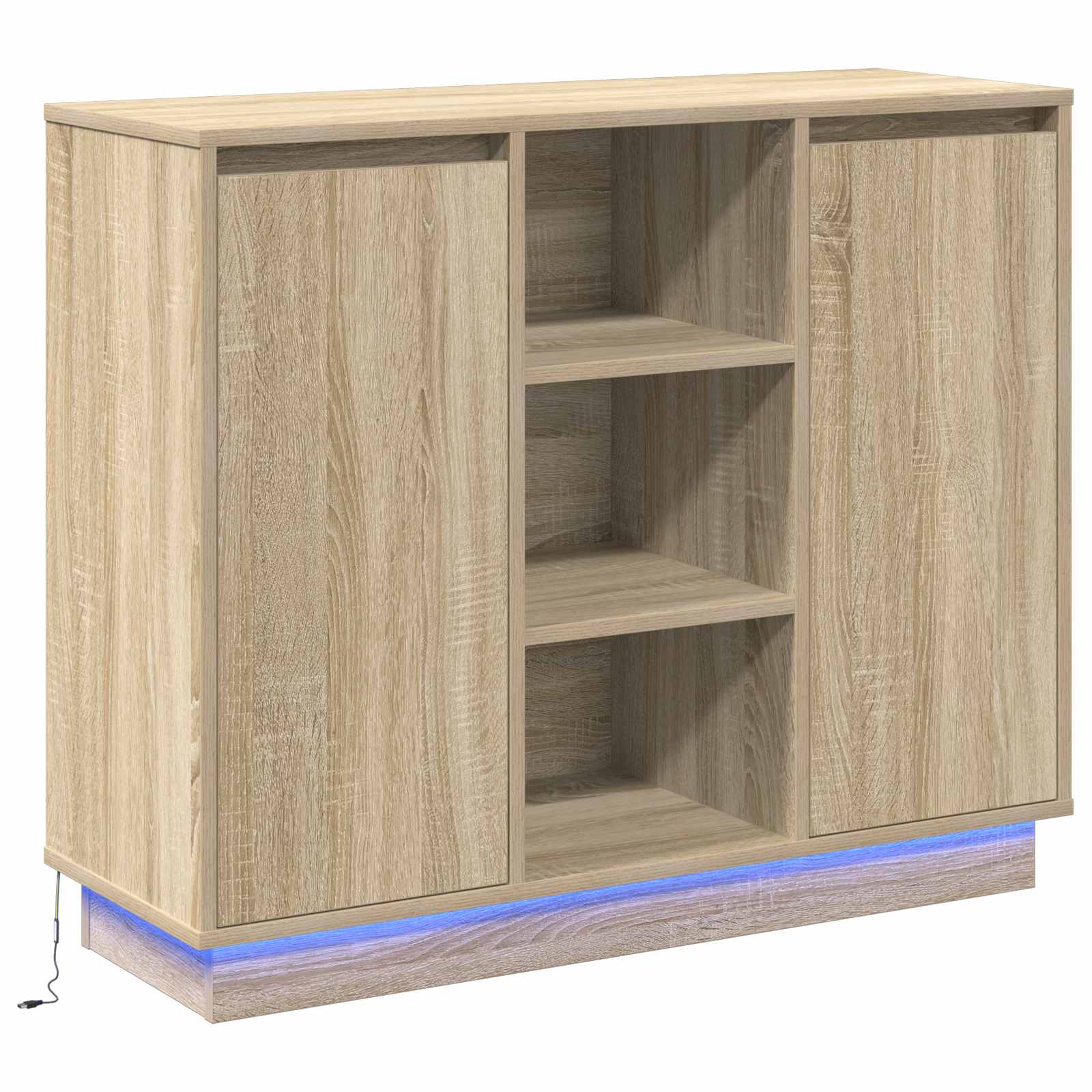 vidaXL Komoda LED Dąb Sonoma 90 x 32 x 75 cm Materiał drewnopochodny