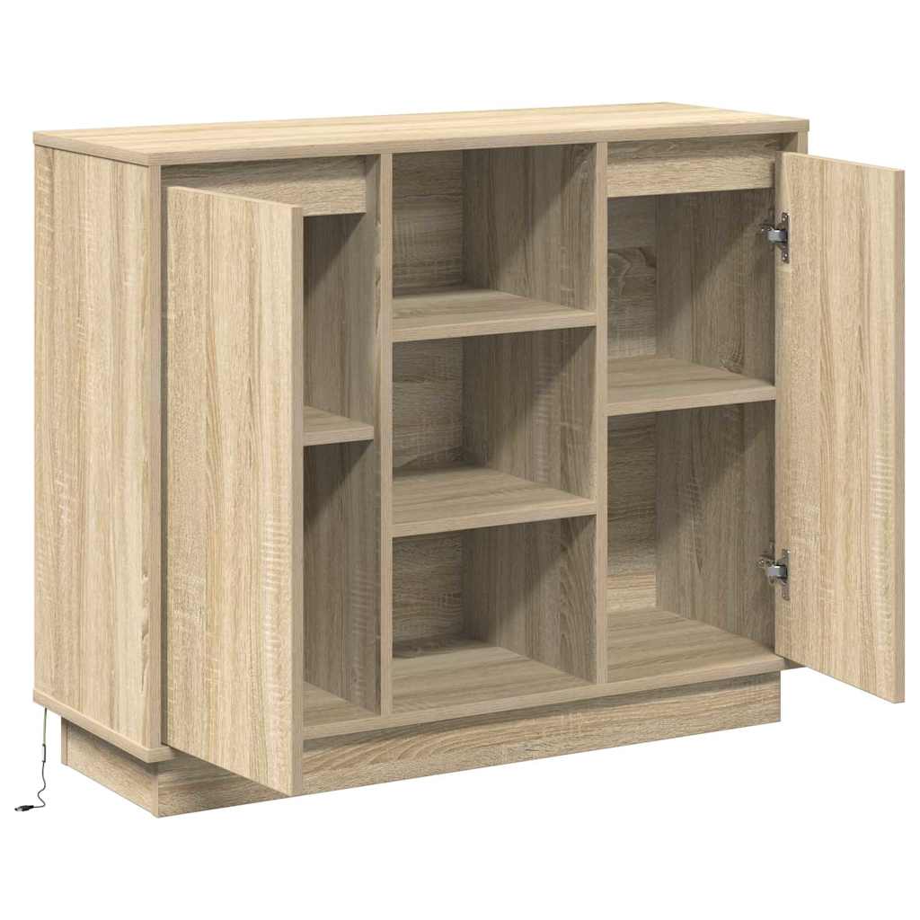 vidaXL Komoda LED Dąb Sonoma 90 x 32 x 75 cm Materiał drewnopochodny