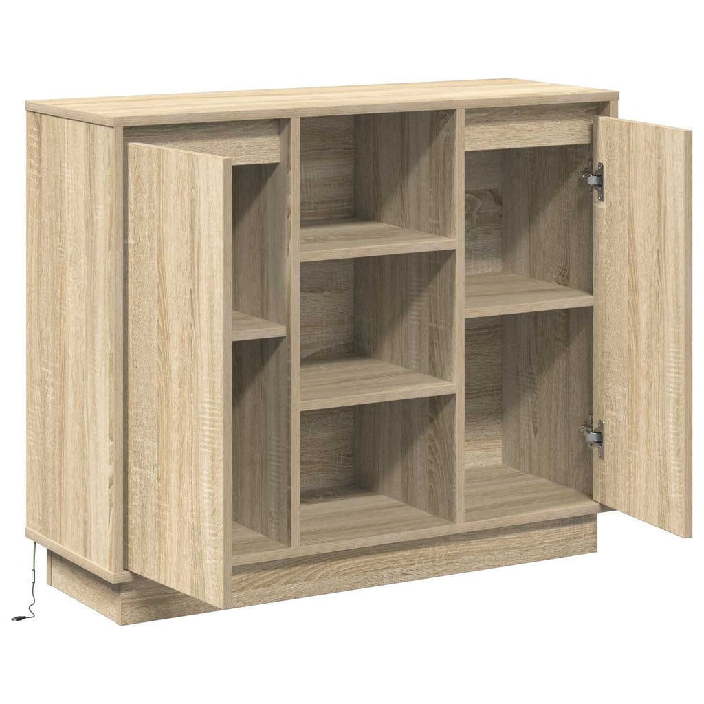 vidaXL Komoda LED Dąb Sonoma 90 x 32 x 75 cm Materiał drewnopochodny