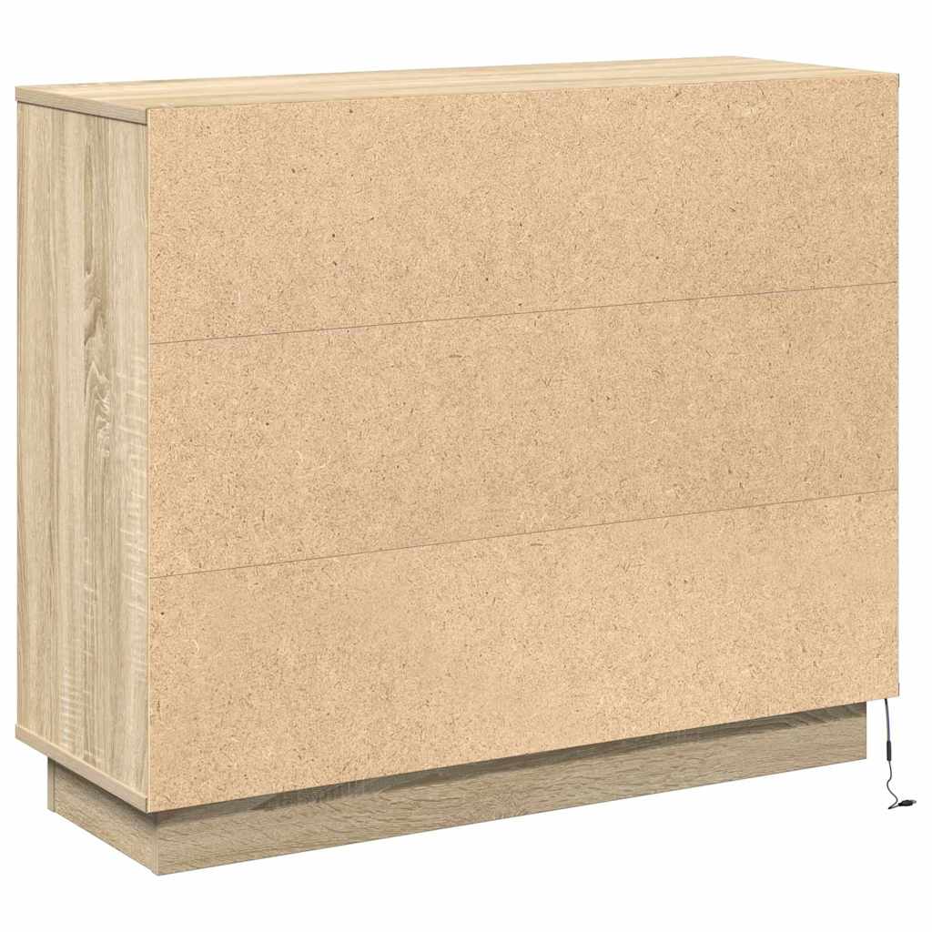vidaXL Komoda LED Dąb Sonoma 90 x 32 x 75 cm Materiał drewnopochodny