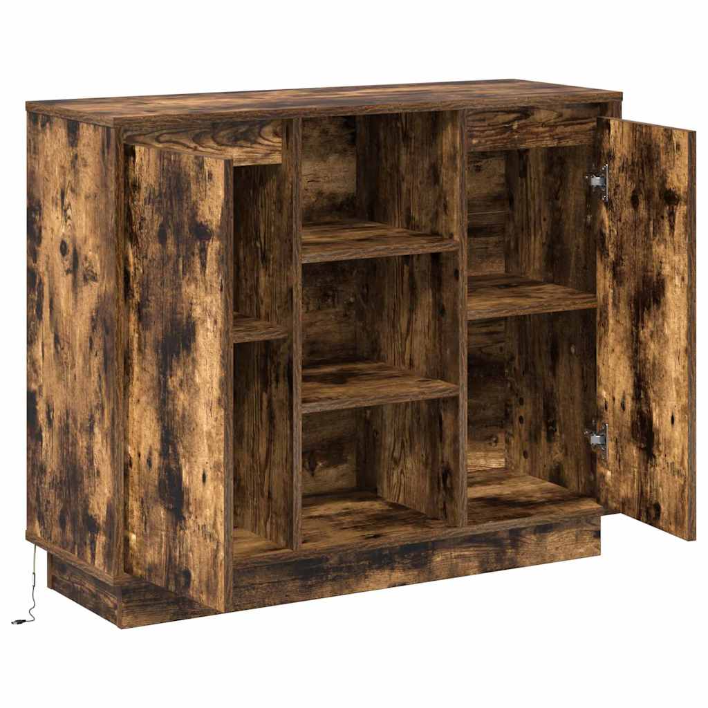 vidaXL Komoda LED Dąb wędzony 90 x 32 x 75 cm Materiał drewnopochodny
