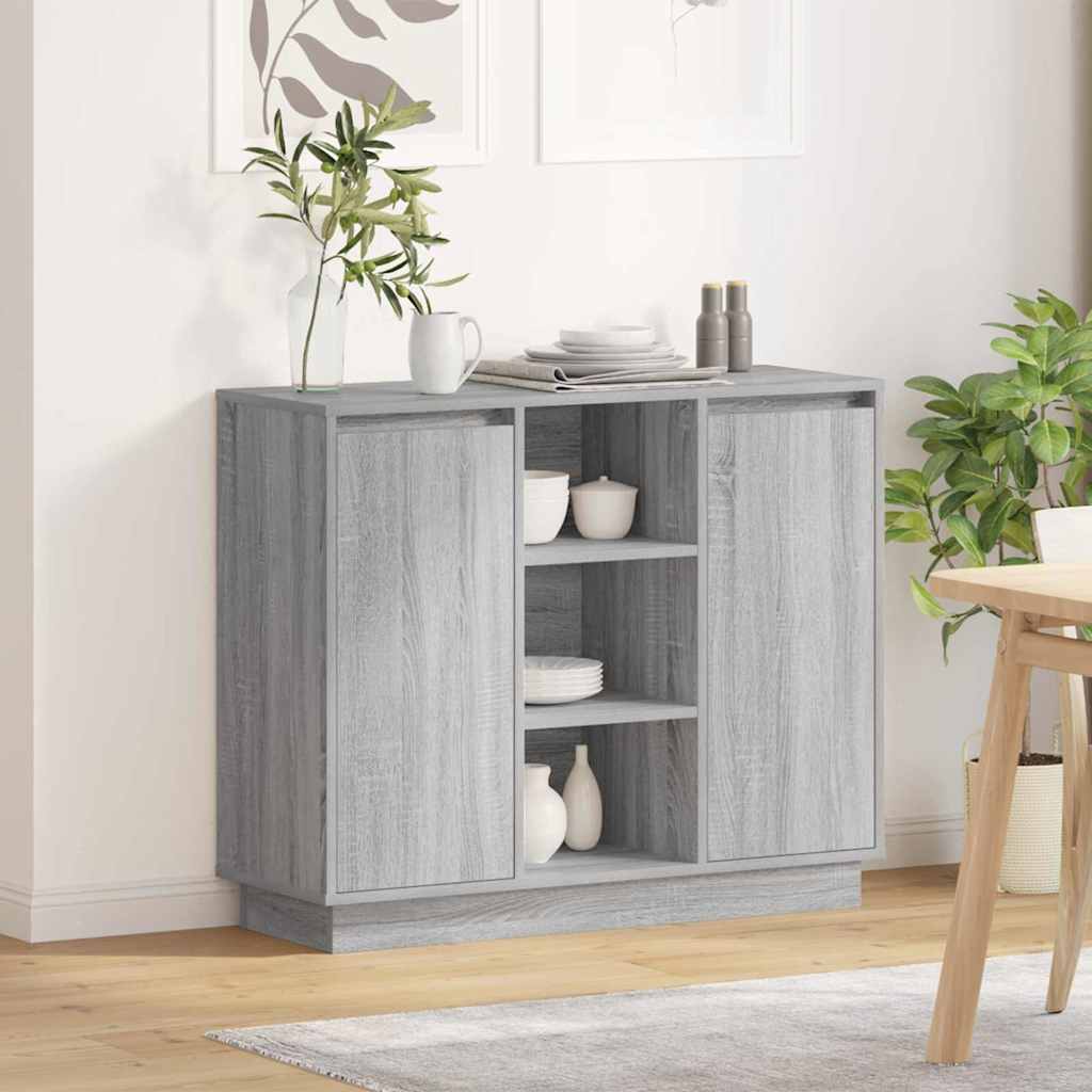 vidaXL Komoda LED Szary Sonoma 90 x 32 x 75 cm Materiał drewnopochodny
