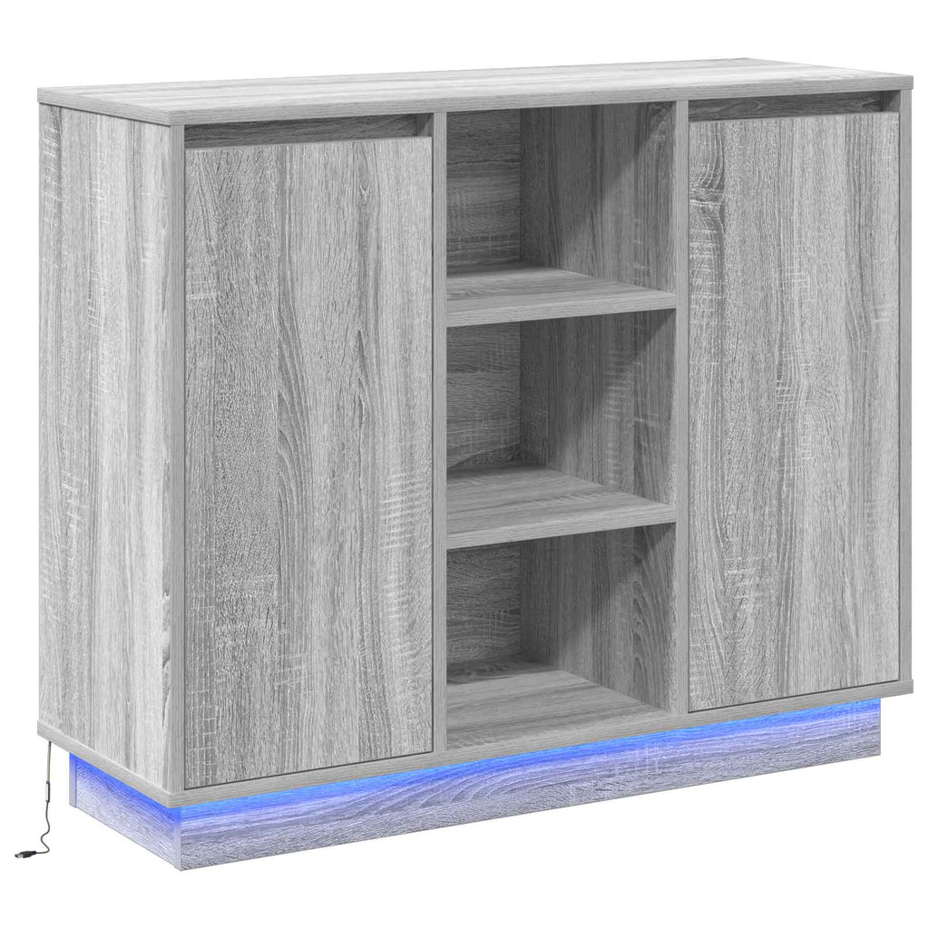 vidaXL Komoda LED Szary Sonoma 90 x 32 x 75 cm Materiał drewnopochodny