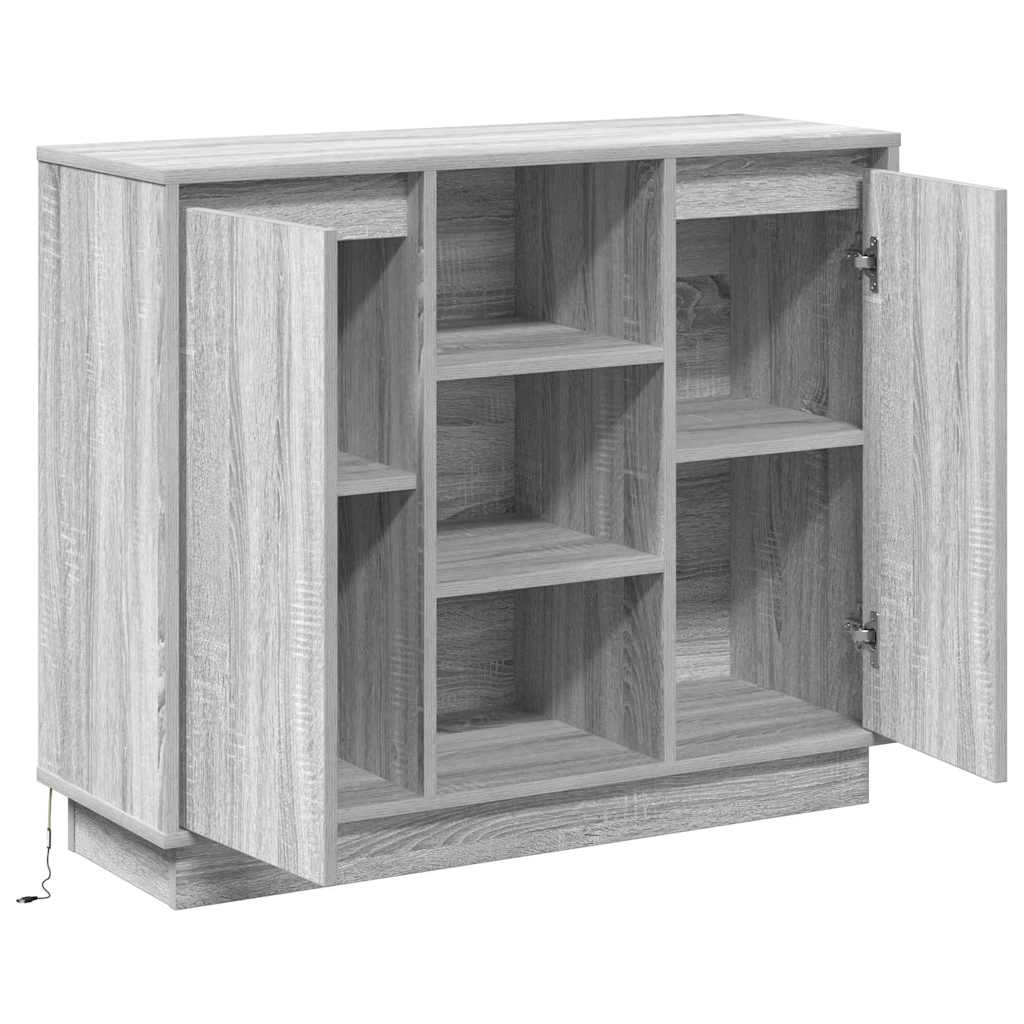 vidaXL Komoda LED Szary Sonoma 90 x 32 x 75 cm Materiał drewnopochodny