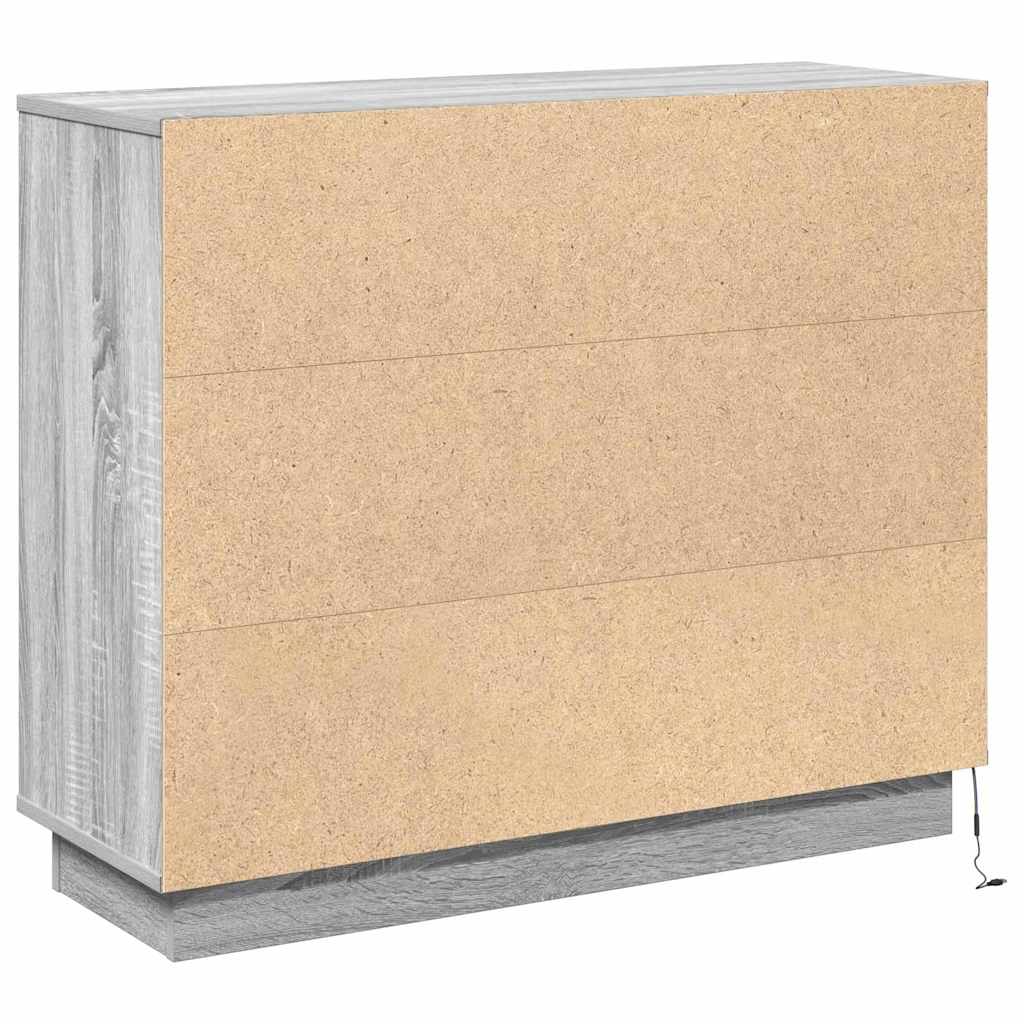 vidaXL Komoda LED Szary Sonoma 90 x 32 x 75 cm Materiał drewnopochodny
