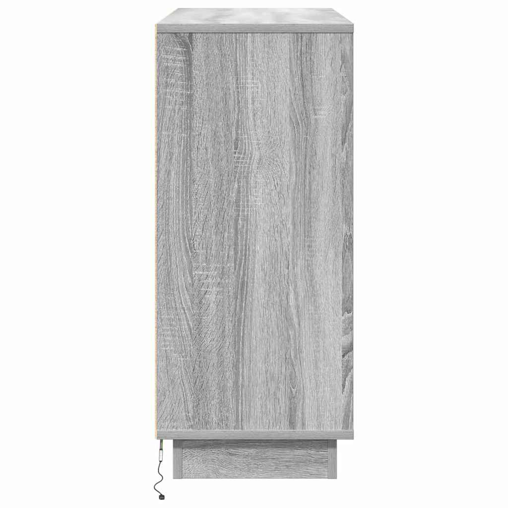 vidaXL Komoda LED Szary Sonoma 90 x 32 x 75 cm Materiał drewnopochodny