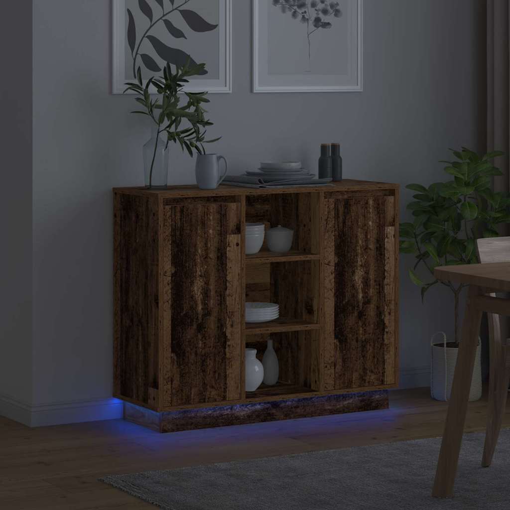 vidaXL Komoda LED Stare drewno 90 x 32 x 75 cm Materiał drewnopochodny
