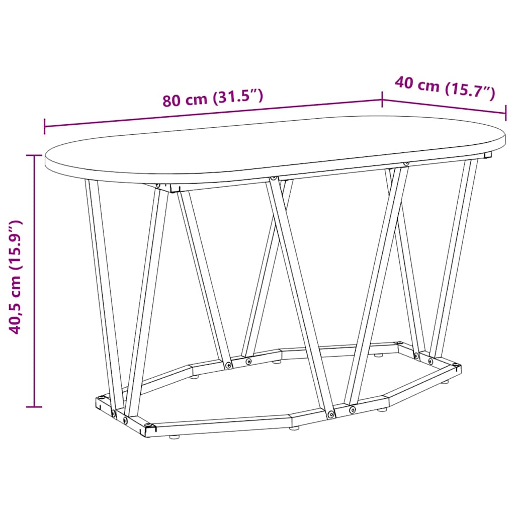 vidaXL Stolik kawowy Szary 80 x 40 x 40.5 cm