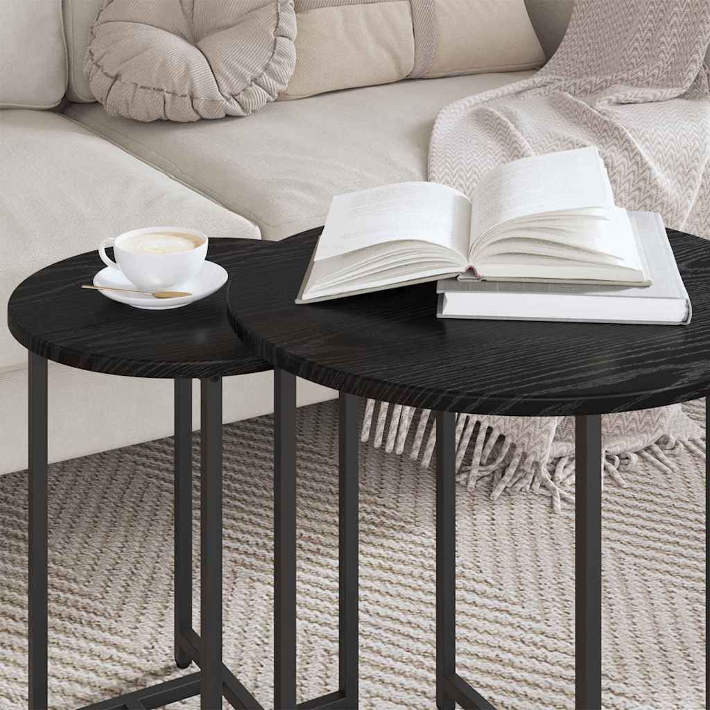 vidaXL Zestaw stolików bocznych 2 pcs Czarny Dąb