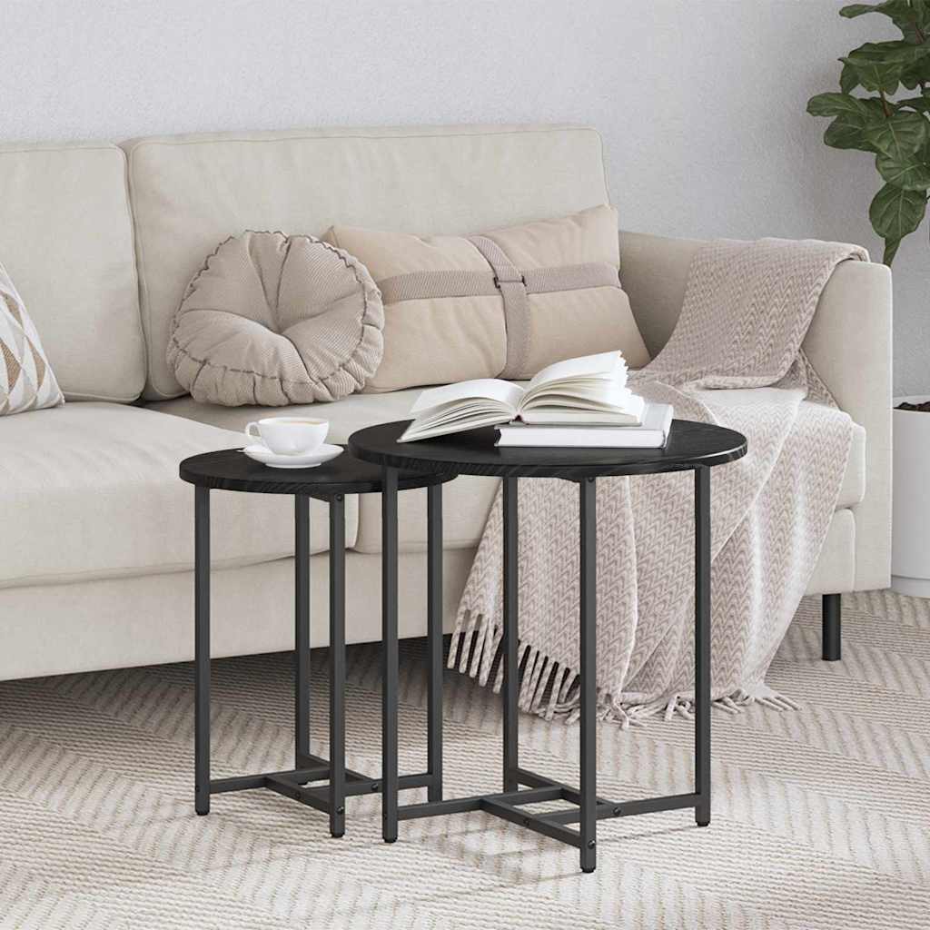 vidaXL Zestaw stolików bocznych 2 pcs Czarny Dąb