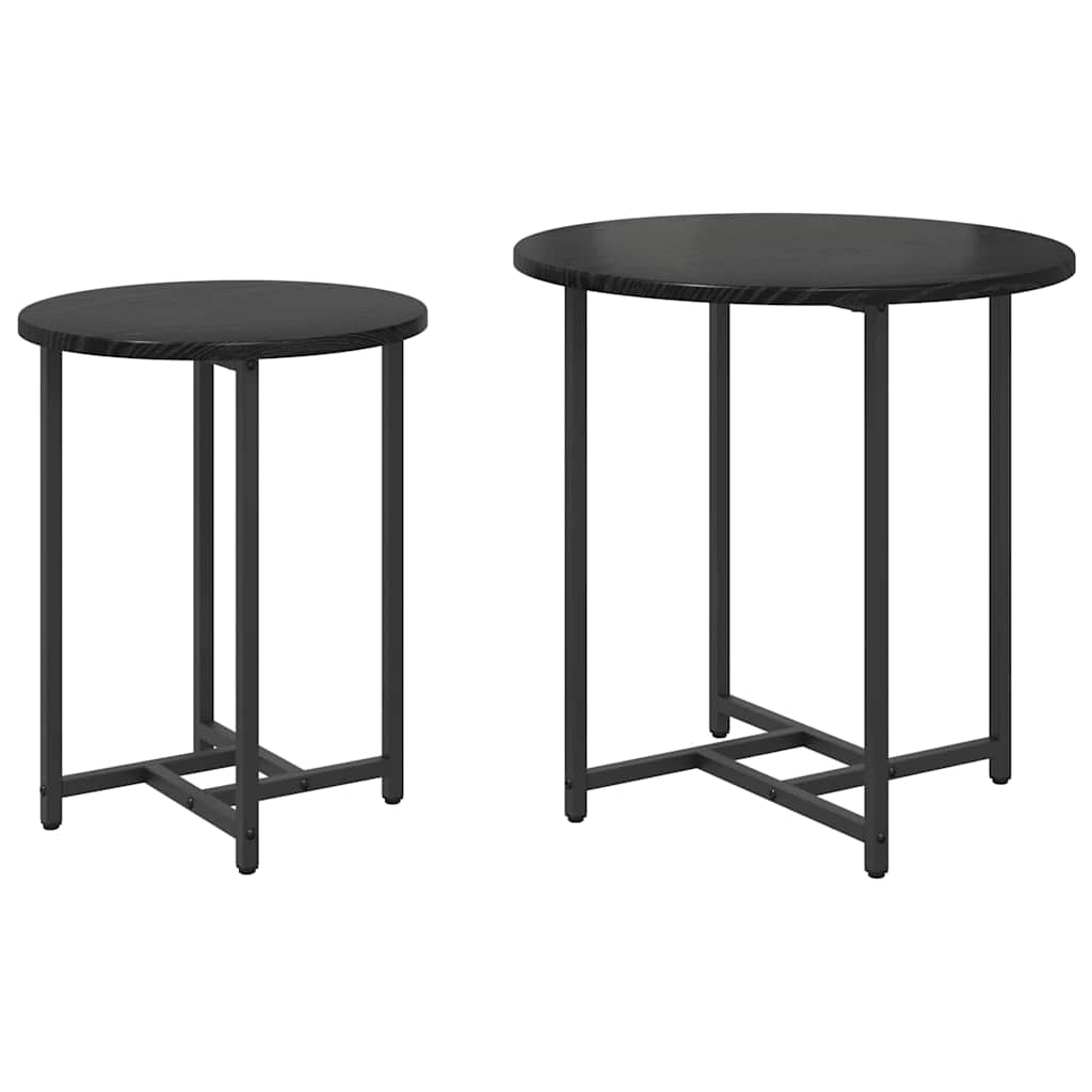 vidaXL Zestaw stolików bocznych 2 pcs Czarny Dąb