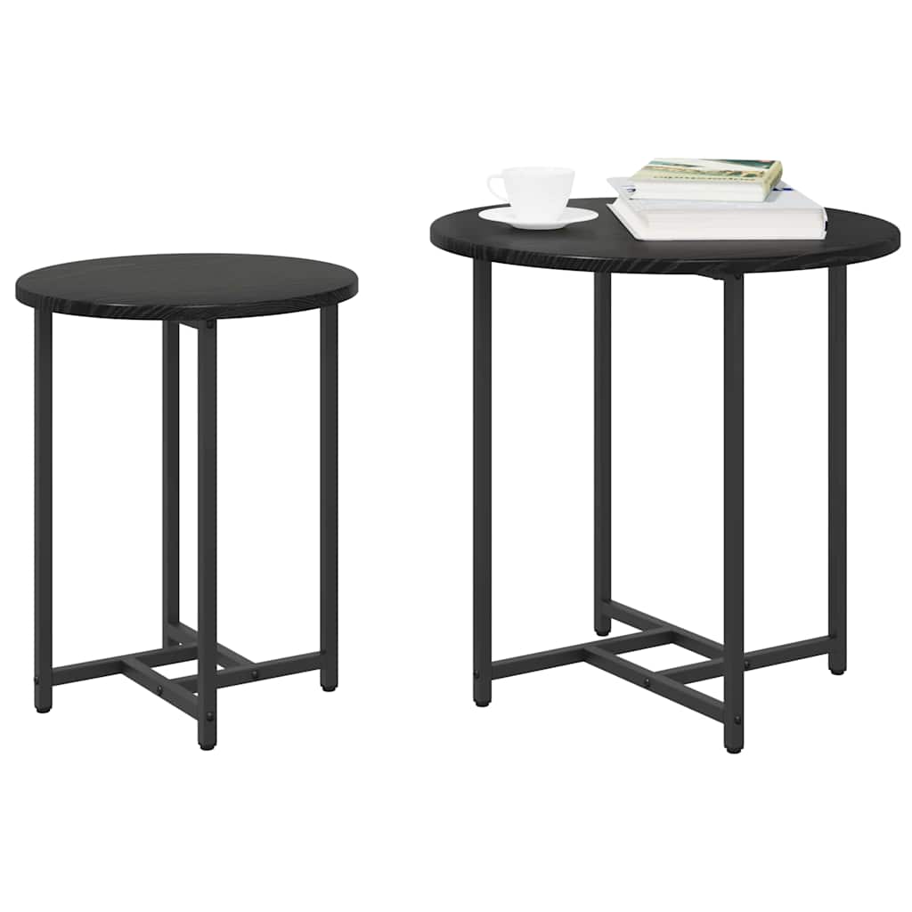 vidaXL Zestaw stolików bocznych 2 pcs Czarny Dąb