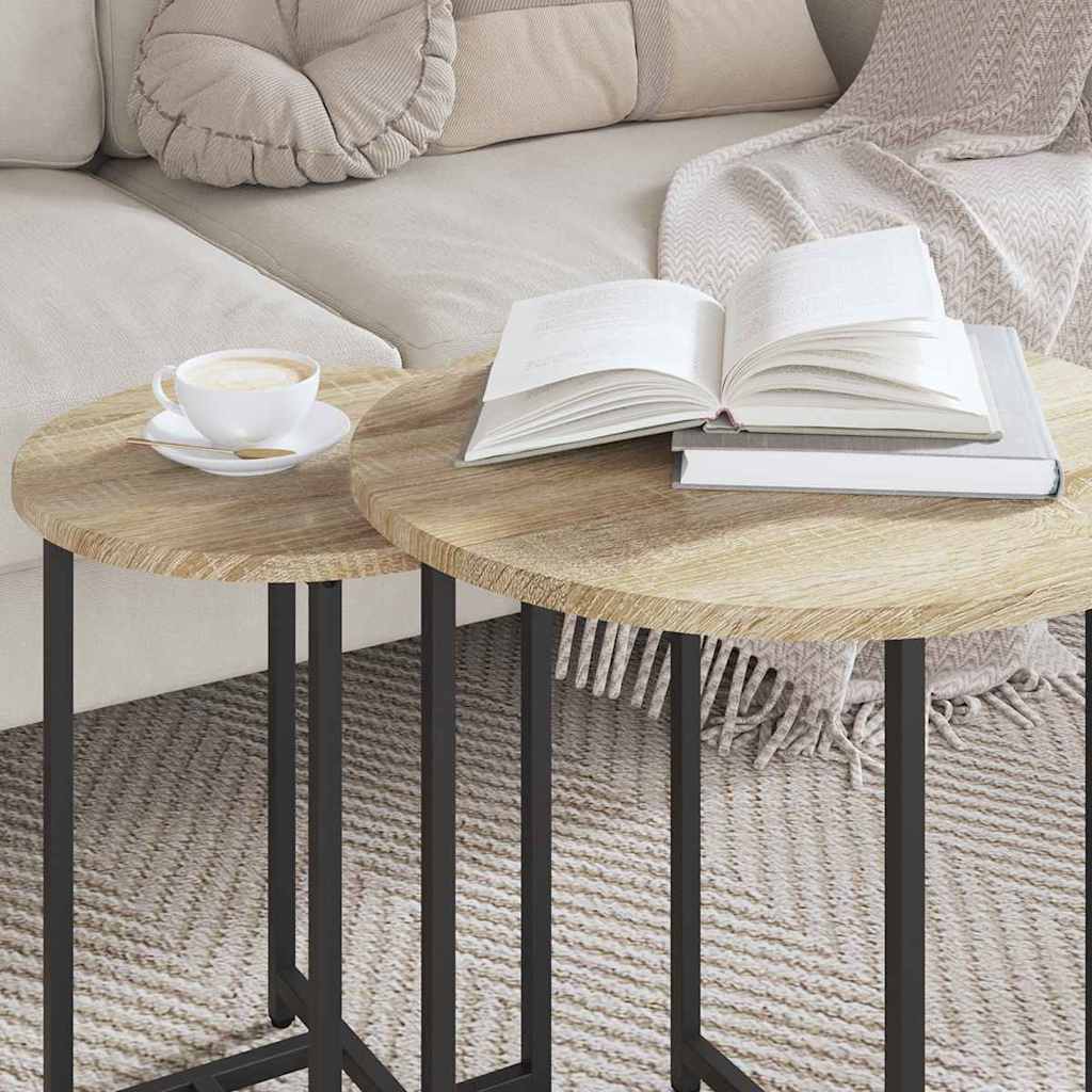 vidaXL Zestaw stolików bocznych 2 pcs Dąb Sonoma i czarny