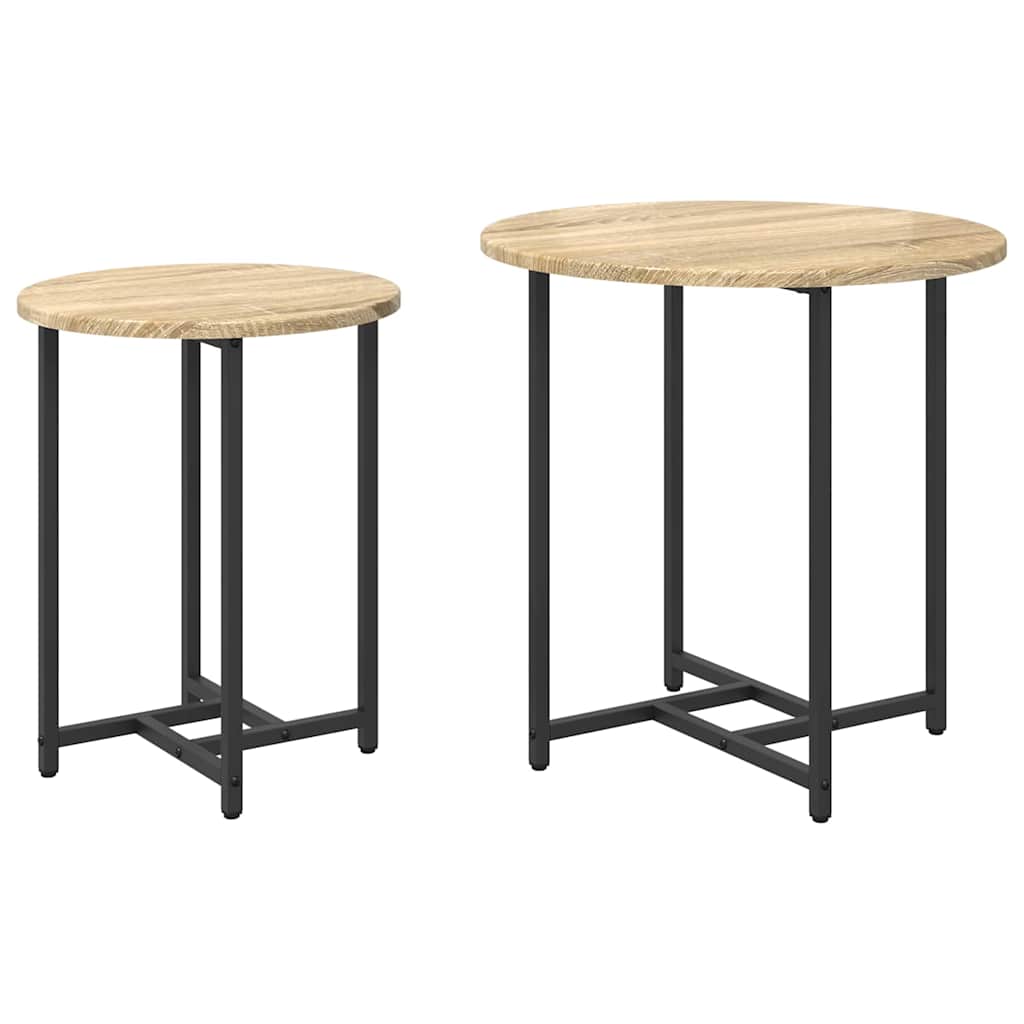 vidaXL Zestaw stolików bocznych 2 pcs Dąb Sonoma i czarny