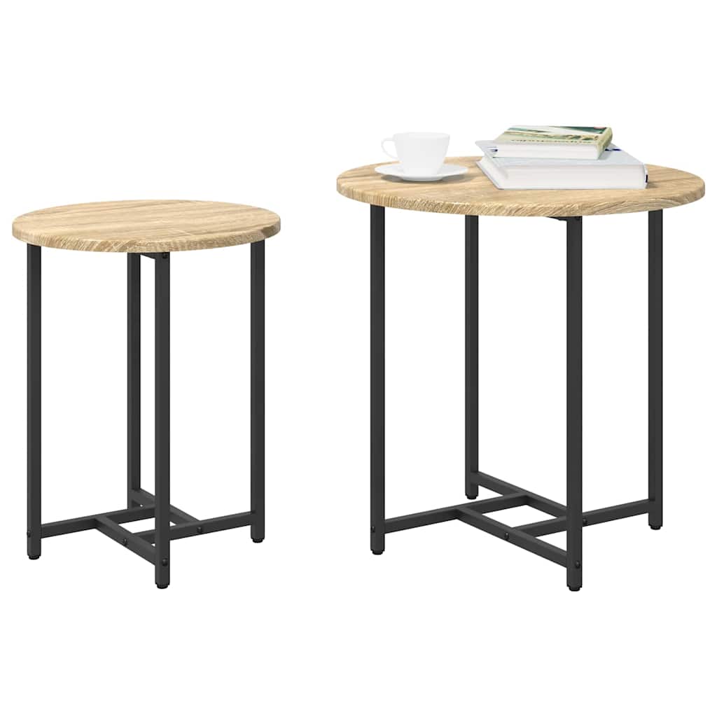 vidaXL Zestaw stolików bocznych 2 pcs Dąb Sonoma i czarny