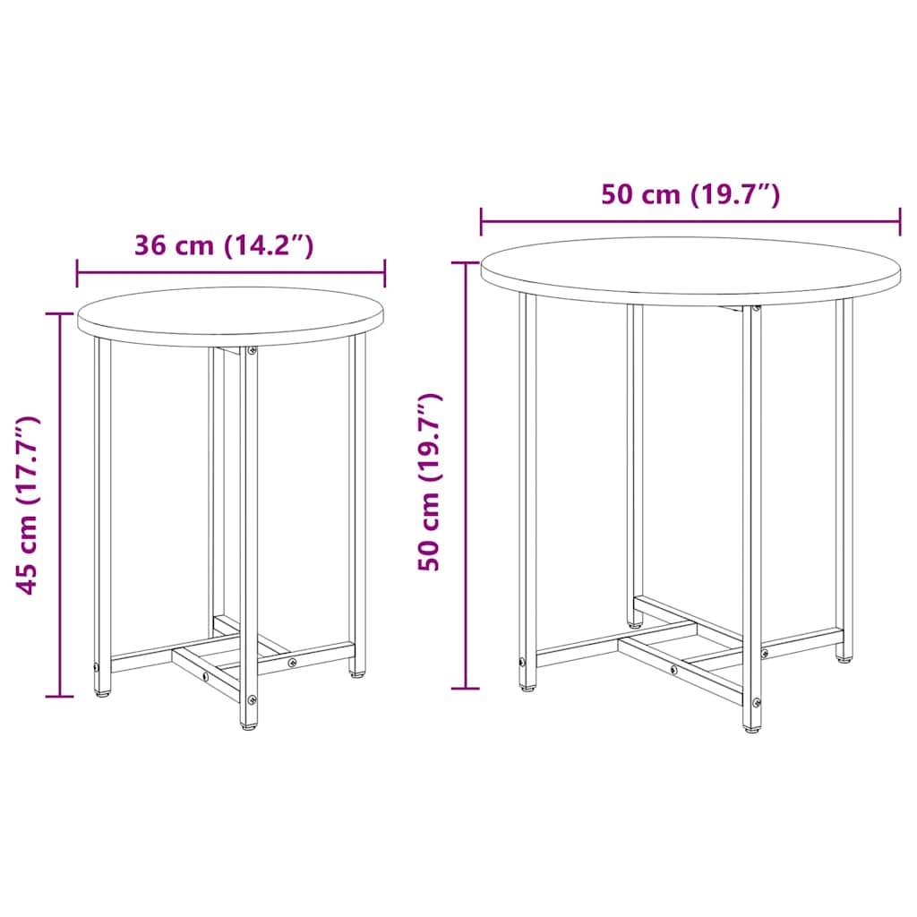 vidaXL Zestaw stolików bocznych 2 pcs Dąb Sonoma i czarny