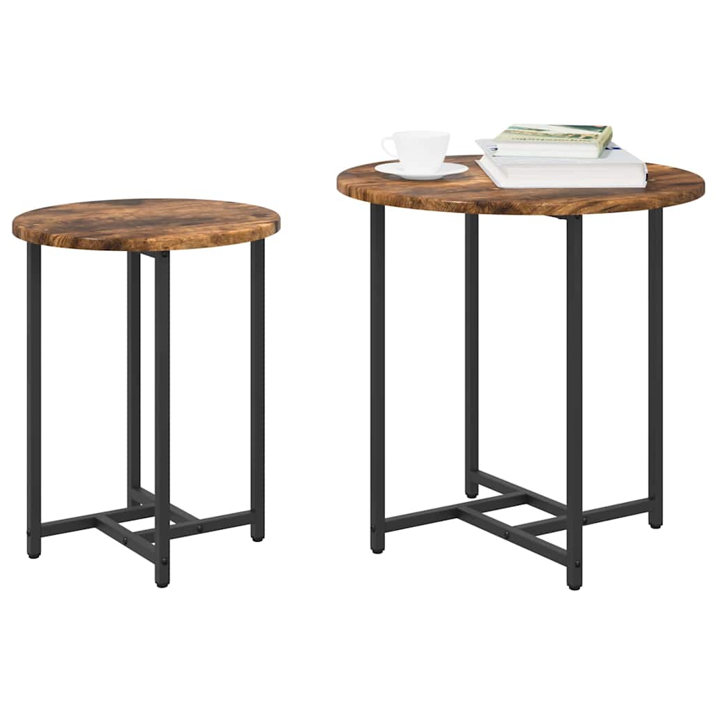vidaXL Zestaw stolików bocznych 2 pcs Dymiony dąb i czarny