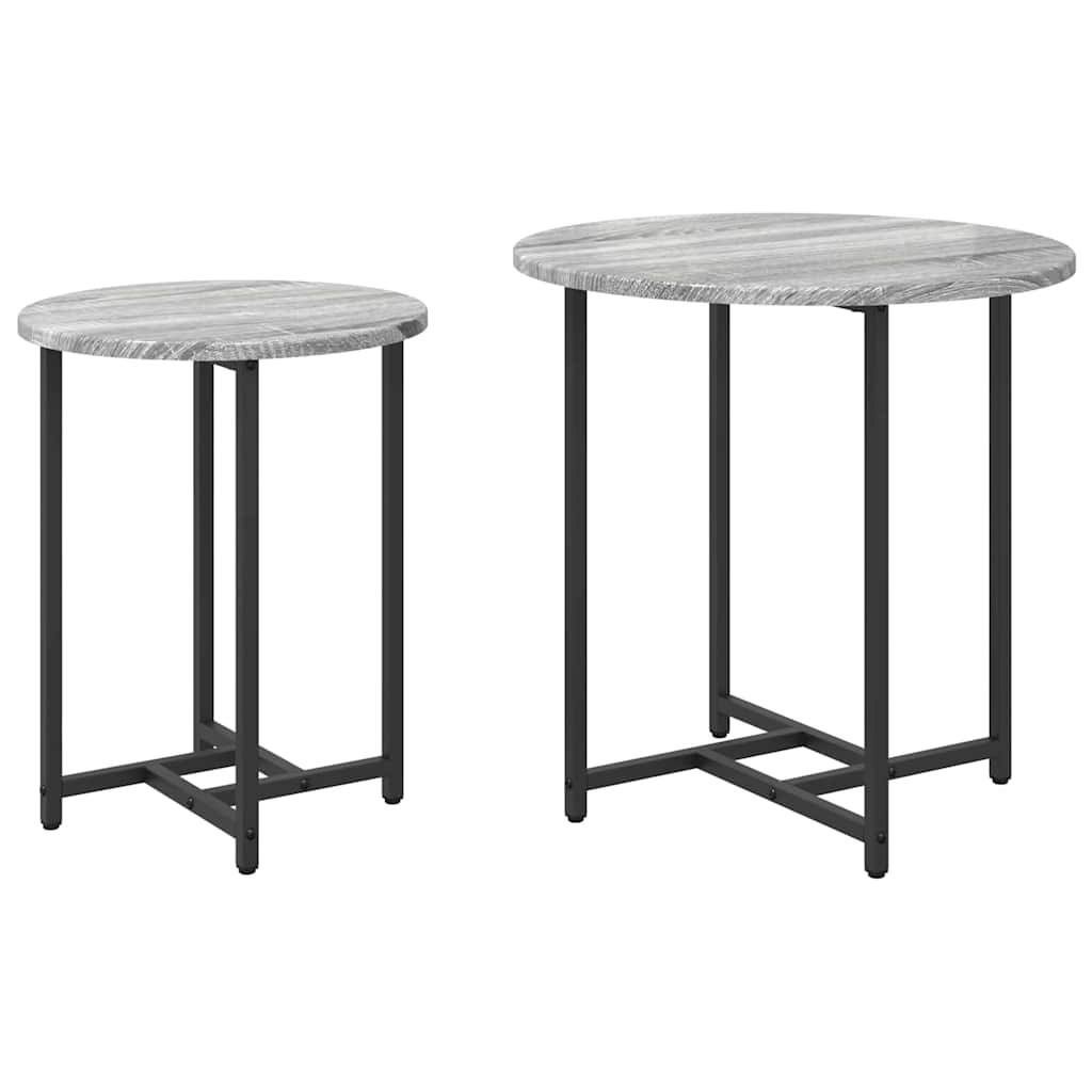 vidaXL Zestaw stolików bocznych 2 pcs Szary Sonoma i czarny