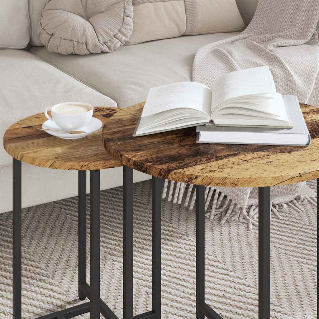 vidaXL Zestaw stolików bocznych 2 pcs Stare drewno i czarny