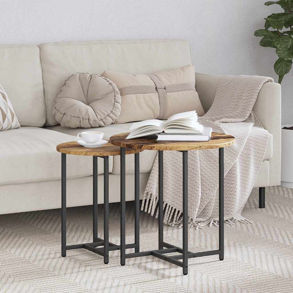 vidaXL Zestaw stolików bocznych 2 pcs Stare drewno i czarny