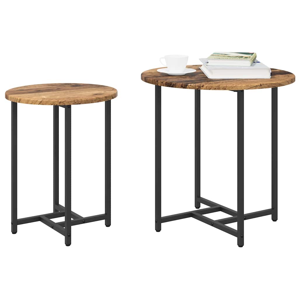 vidaXL Zestaw stolików bocznych 2 pcs Stare drewno i czarny